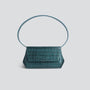 Ikon Clutch - croco donker petrolblauw