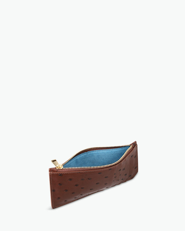 Porte-cartes - autruche marron chocolate