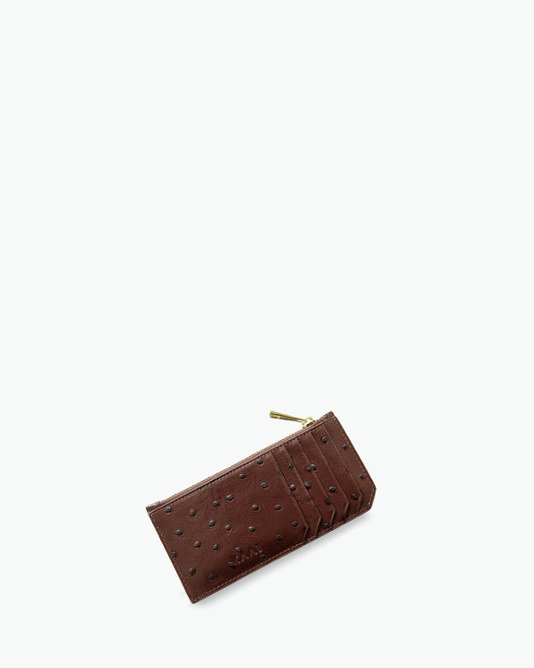 Porte-cartes - autruche marron chocolate