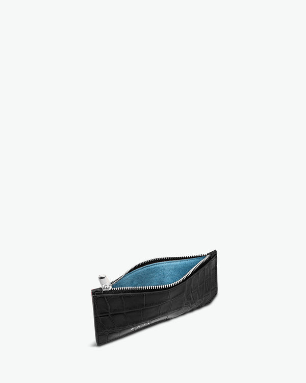 Porte-cartes - croco souple noir