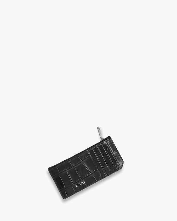 Porte-cartes - croco souple noir