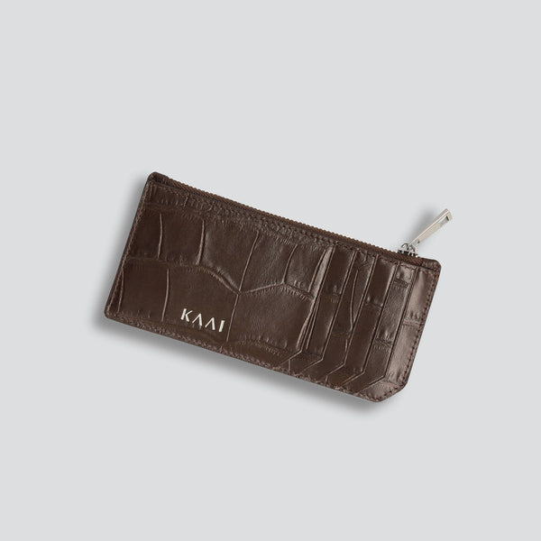 Kaarthouder - zacht croco espresso