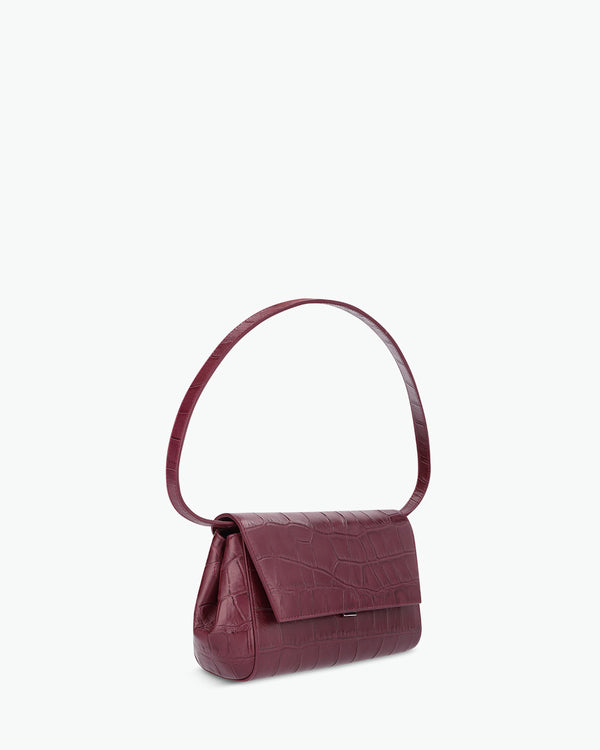 Ikon Clutch - zacht croco merlot