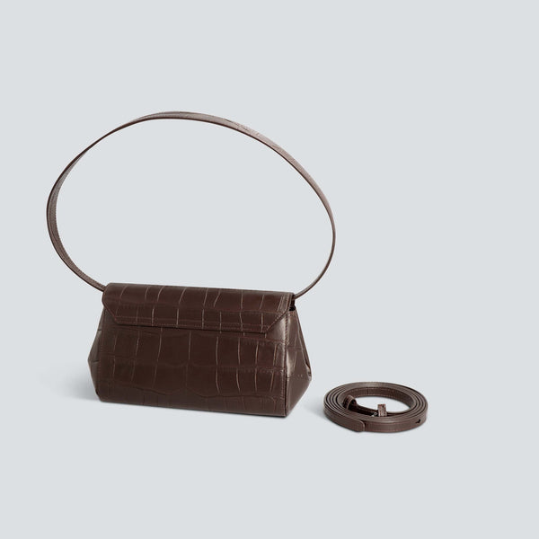 Ikon Clutch - zacht croco espresso