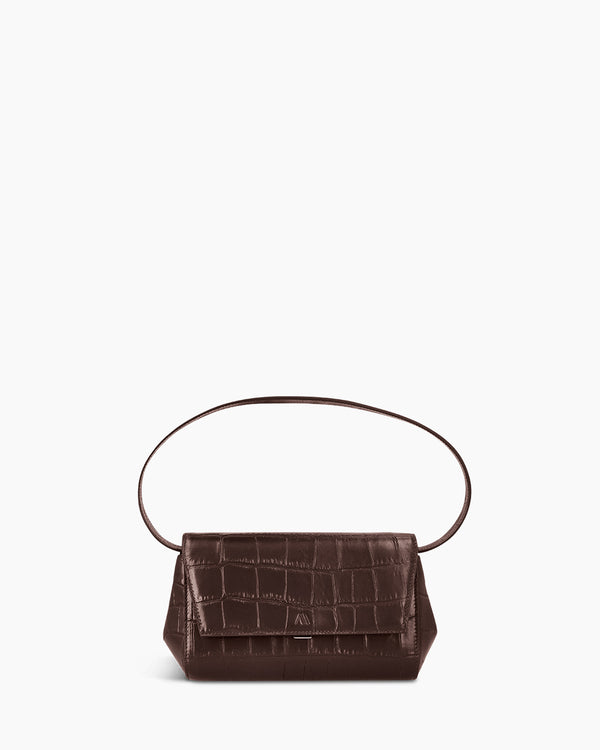 Ikon Clutch - croco souple espresso