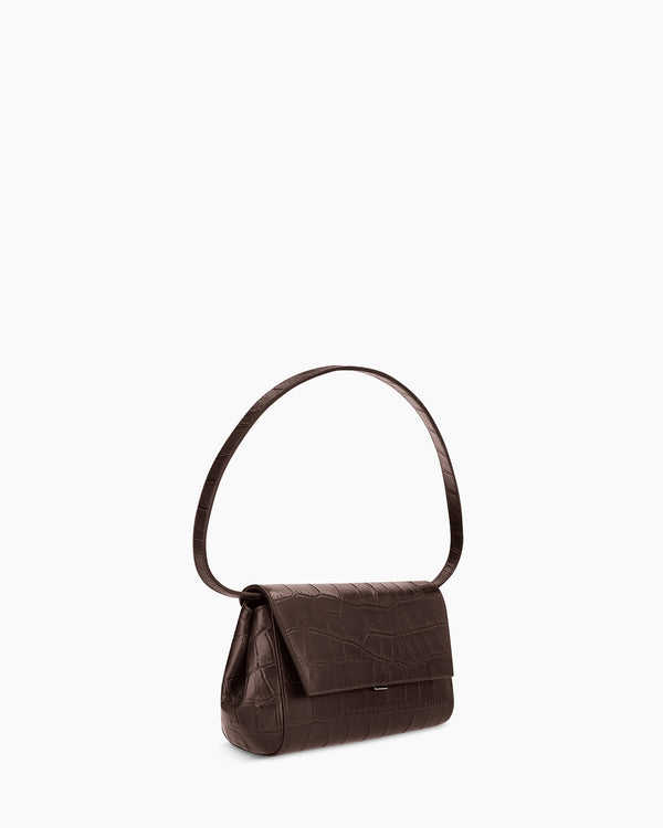 Ikon Clutch - croco souple espresso