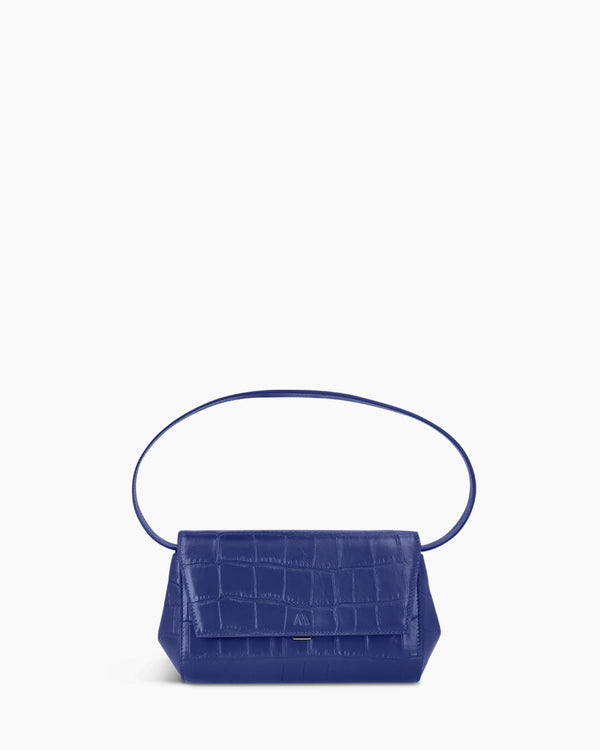 Ikon Clutch - croco souple bleu indigo