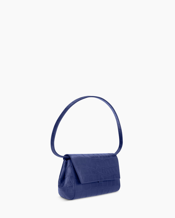 Ikon Clutch - croco souple bleu indigo