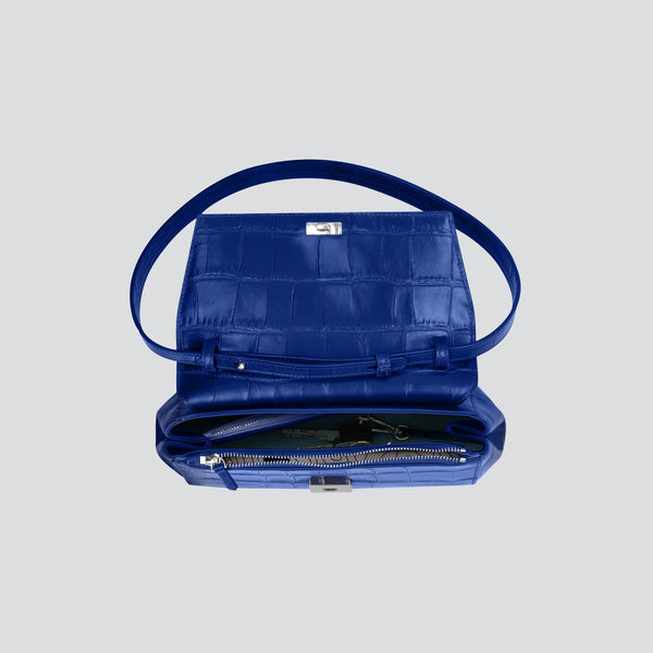 Ikon Clutch - croco souple bleu indigo