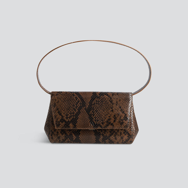 Ikon Clutch - python brun foncé