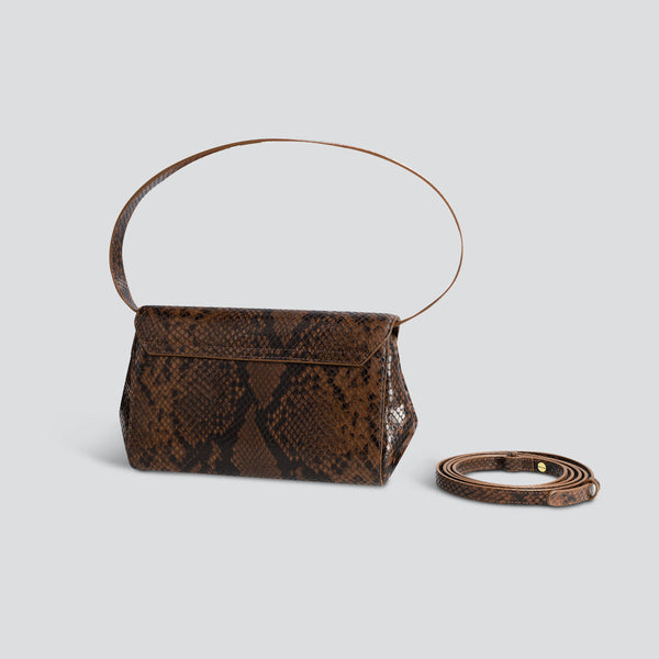 Ikon Clutch - python brun foncé