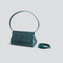 Ikon Clutch - croco donker petrolblauw