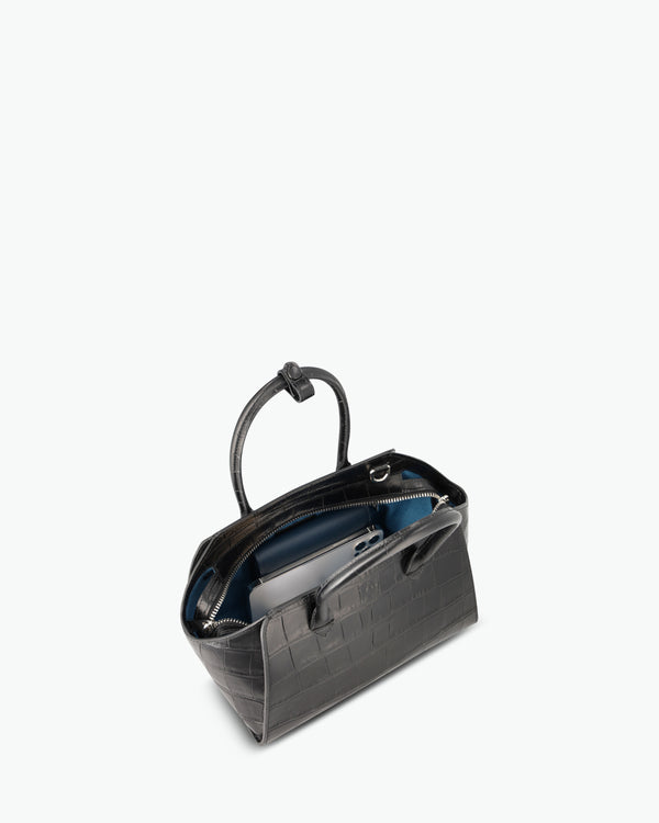 Mini Voyager - croco souple noir