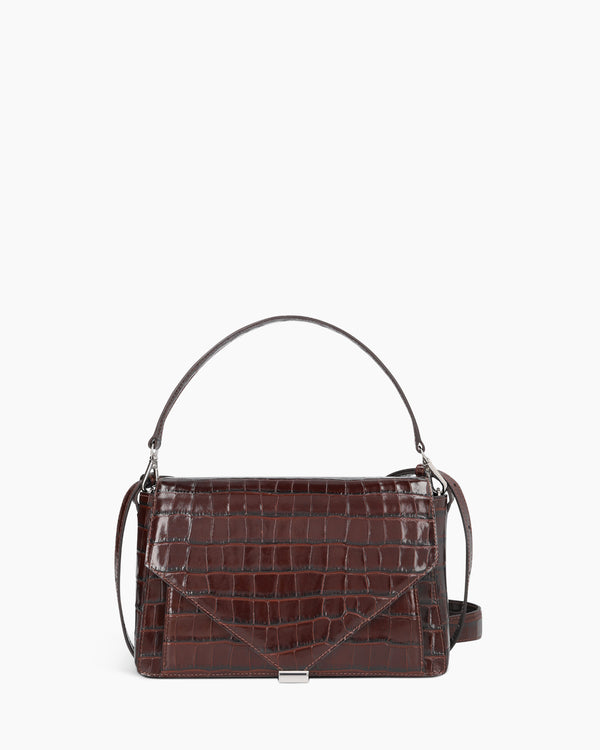 Muse Shoulderbag - croco dark chocolate