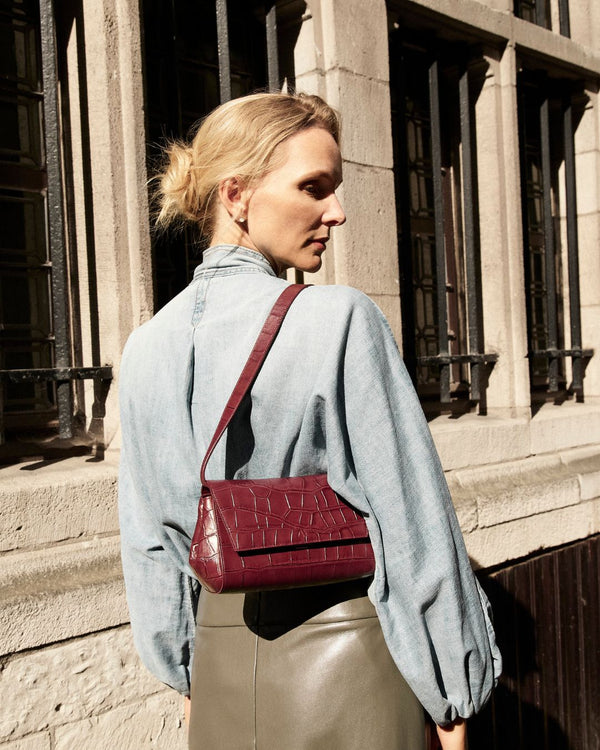 Ikon Clutch - croco souple merlot