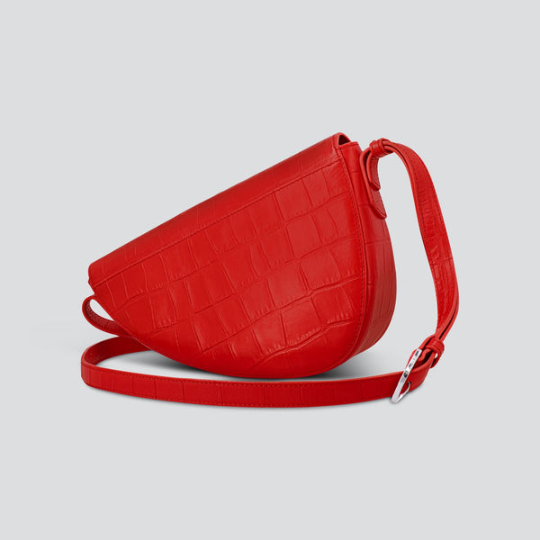 Rebel Cross Body - zacht croco klaproos rood