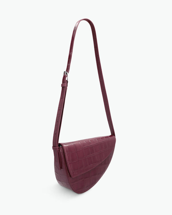 Rebel Sac à bandoulière - croco souple merlot