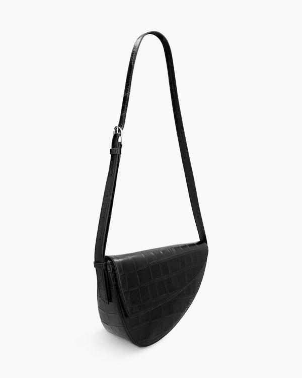 Rebel Sac à bandoulière - croco souple noir