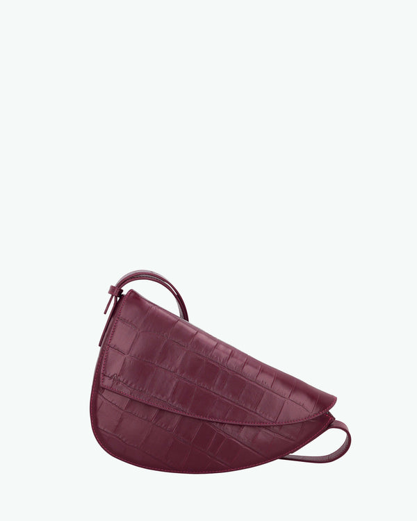 Rebel Sac à bandoulière - croco souple merlot