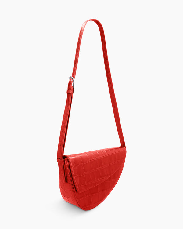 Rebel Sac à bandoulière - croco souple poppy rouge