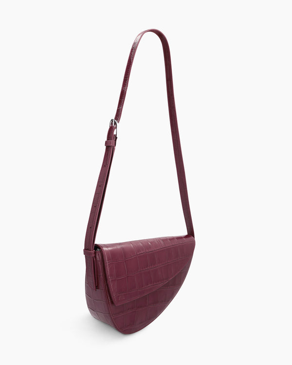 Rebel Sac à bandoulière - croco souple merlot