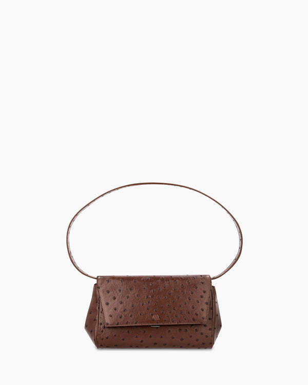 Ikon Clutch - autruche marron chocolat