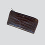 Grand portefeuille - croco chocolat noir